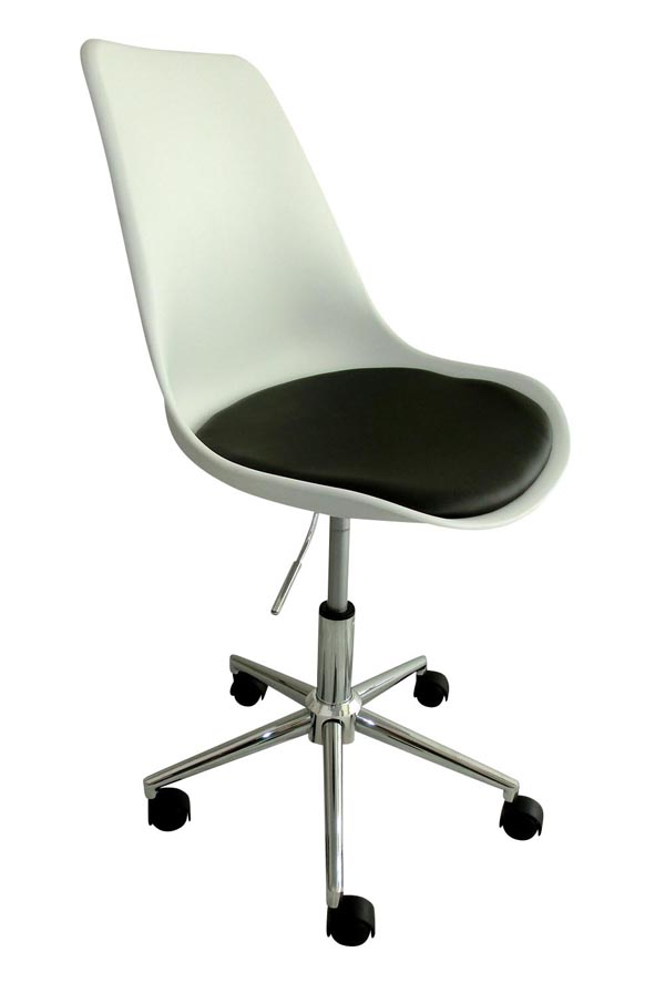 Arbeitshocker Victoria, weisse Schale /