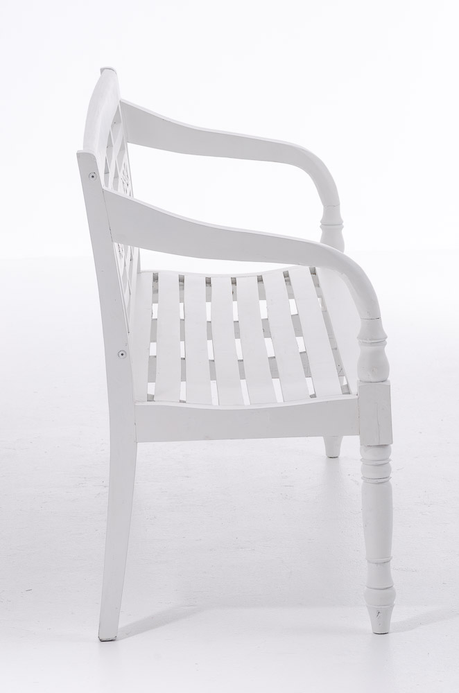 #M 3er Bank Mahagoni weiß 3-Sitzer Holzbank Flurmöbel Sitzbank