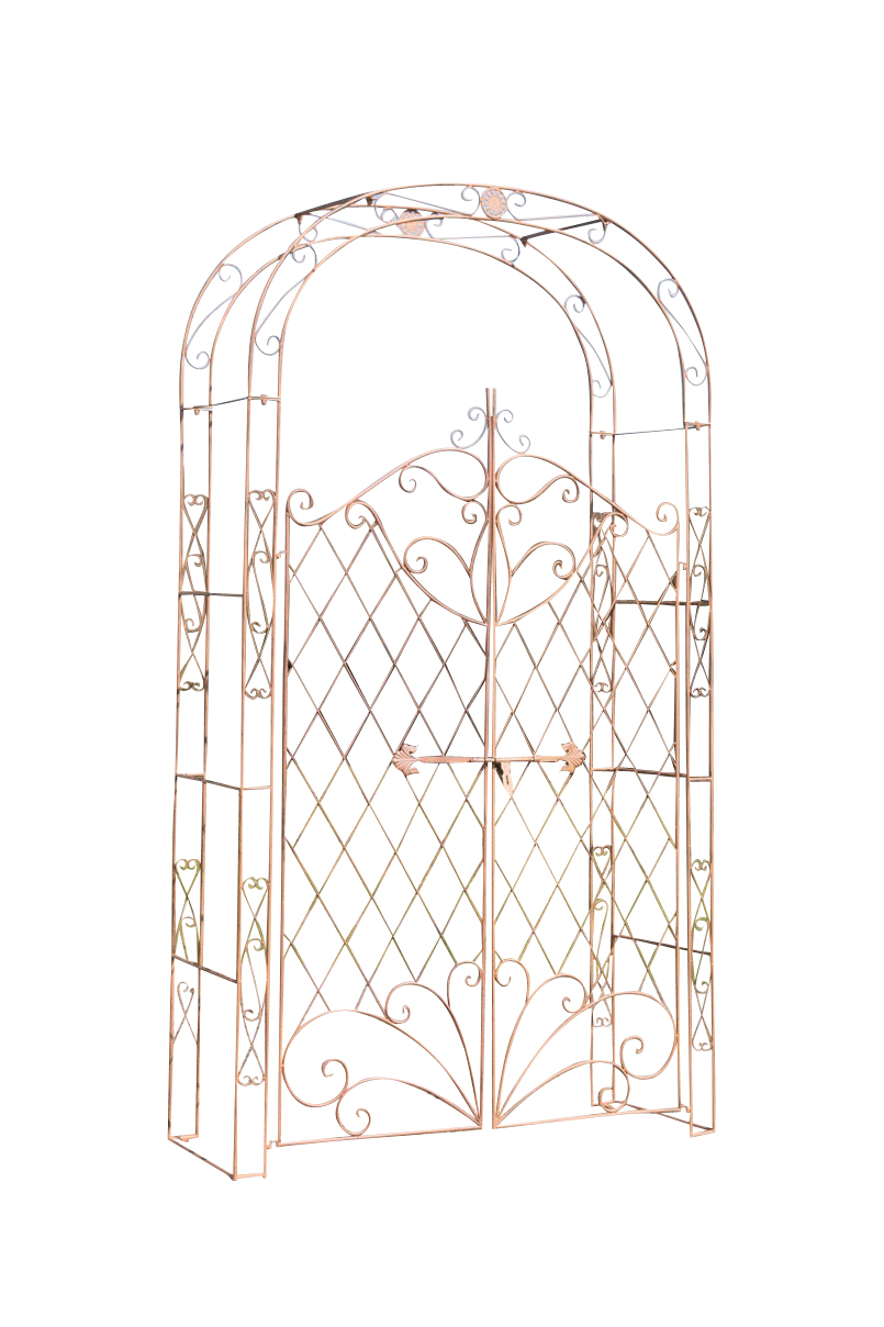 CLP Arche à rosiers en Fer Melissa avec Porte Couleurs:Antique Blanc Hauteur 150 cm ; Hauteur Totale 220 cm