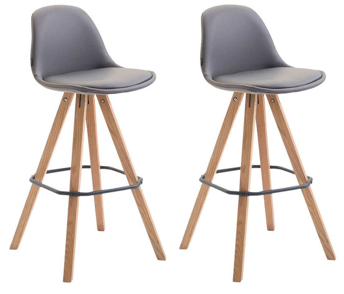 2er Set Barhocker Franklin vollgepolstert Kunstleder Square natura