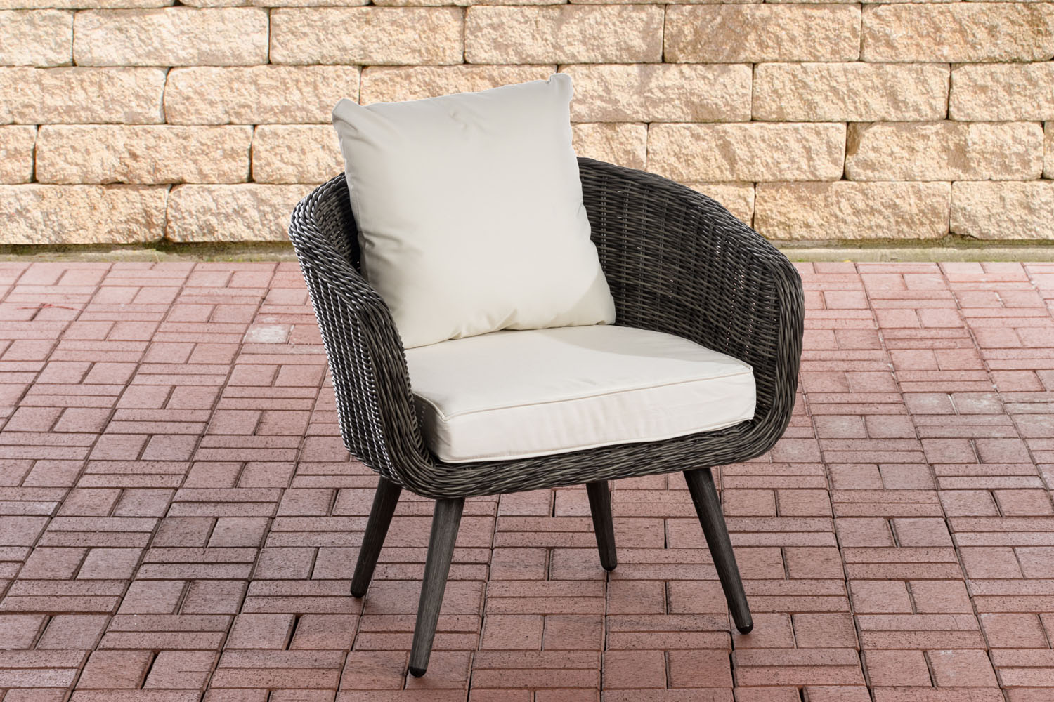 Sessel Ameland Rund cremeweiß 45 cm (Dunkelgrau)