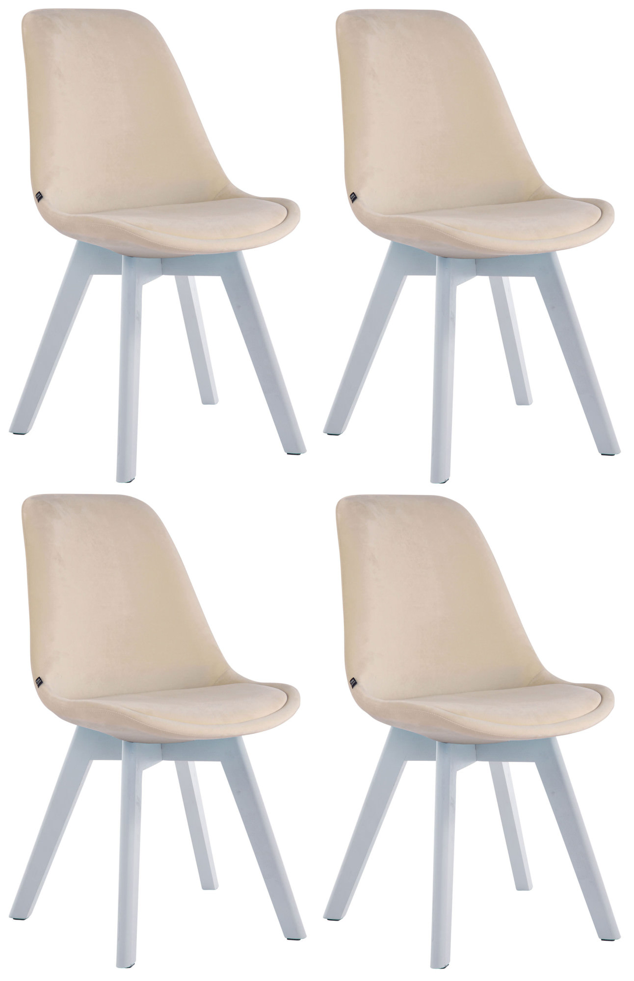 4er Set Besucherstühle Borneo V2 Samt weiß