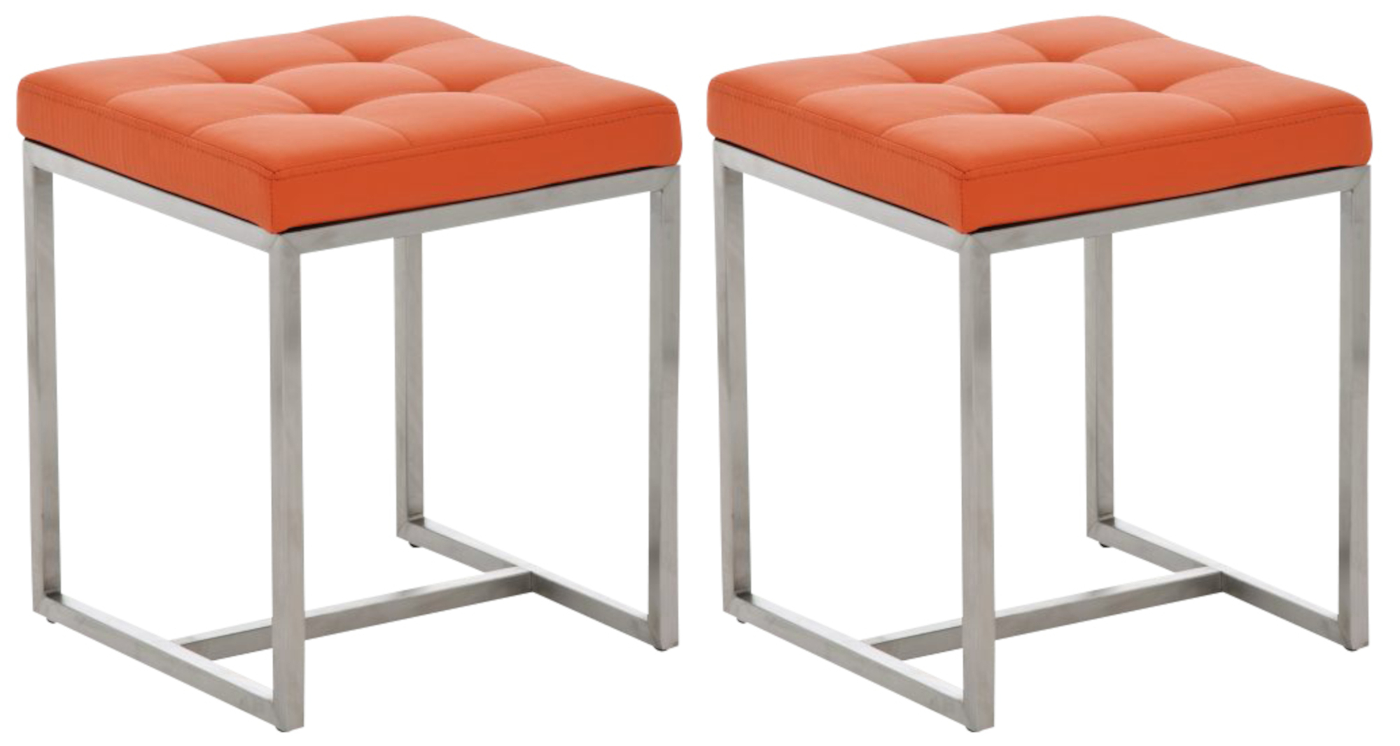 2er Set Sitzhocker Barci Edelstahl Fußhocker Polsterhocker Sitzwürfel Hocker - Bild 12 von 18