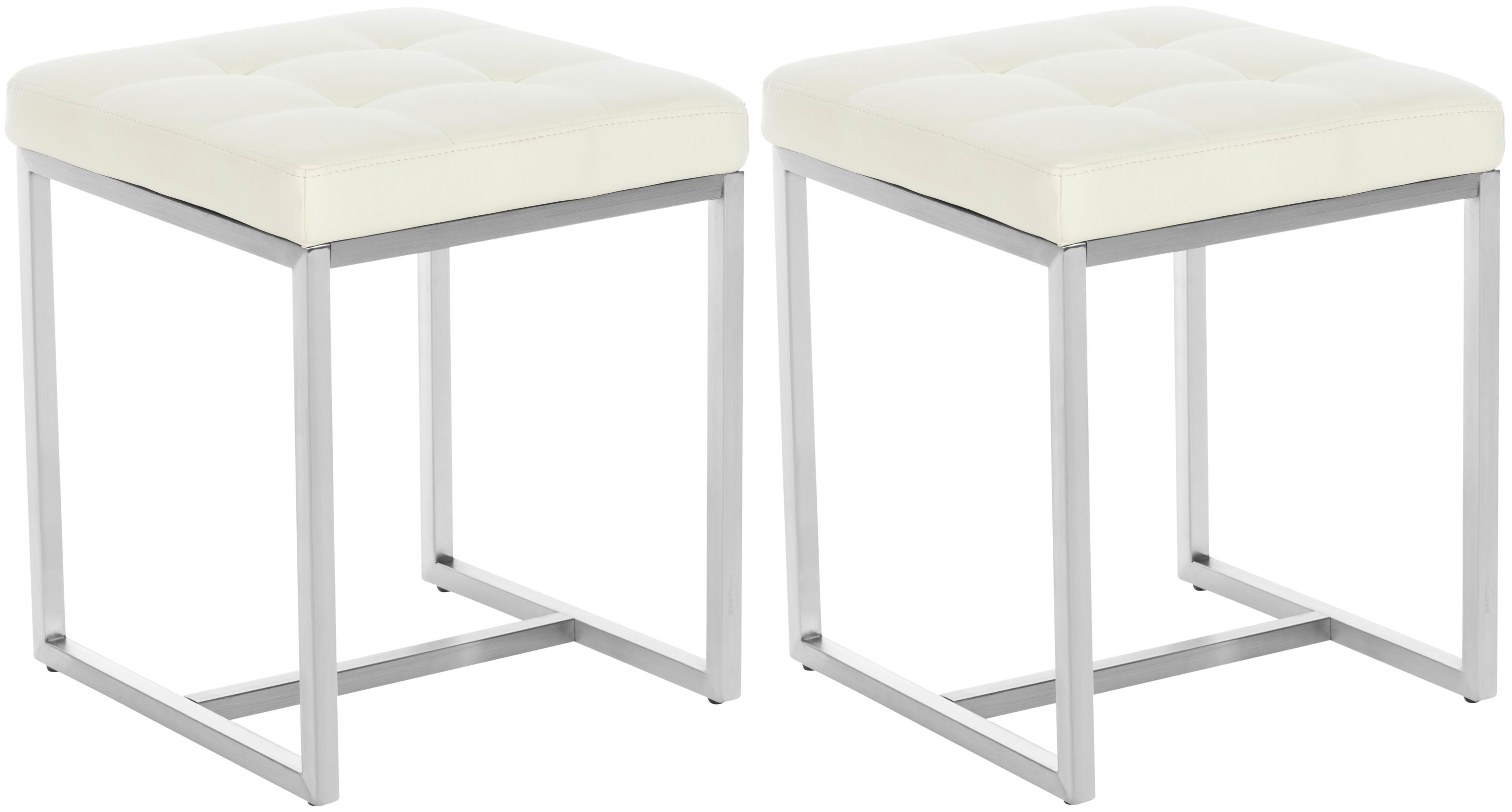 2er Set Sitzhocker Barci Edelstahl Fußhocker Polsterhocker Sitzwürfel Hocker - Bild 15 von 18