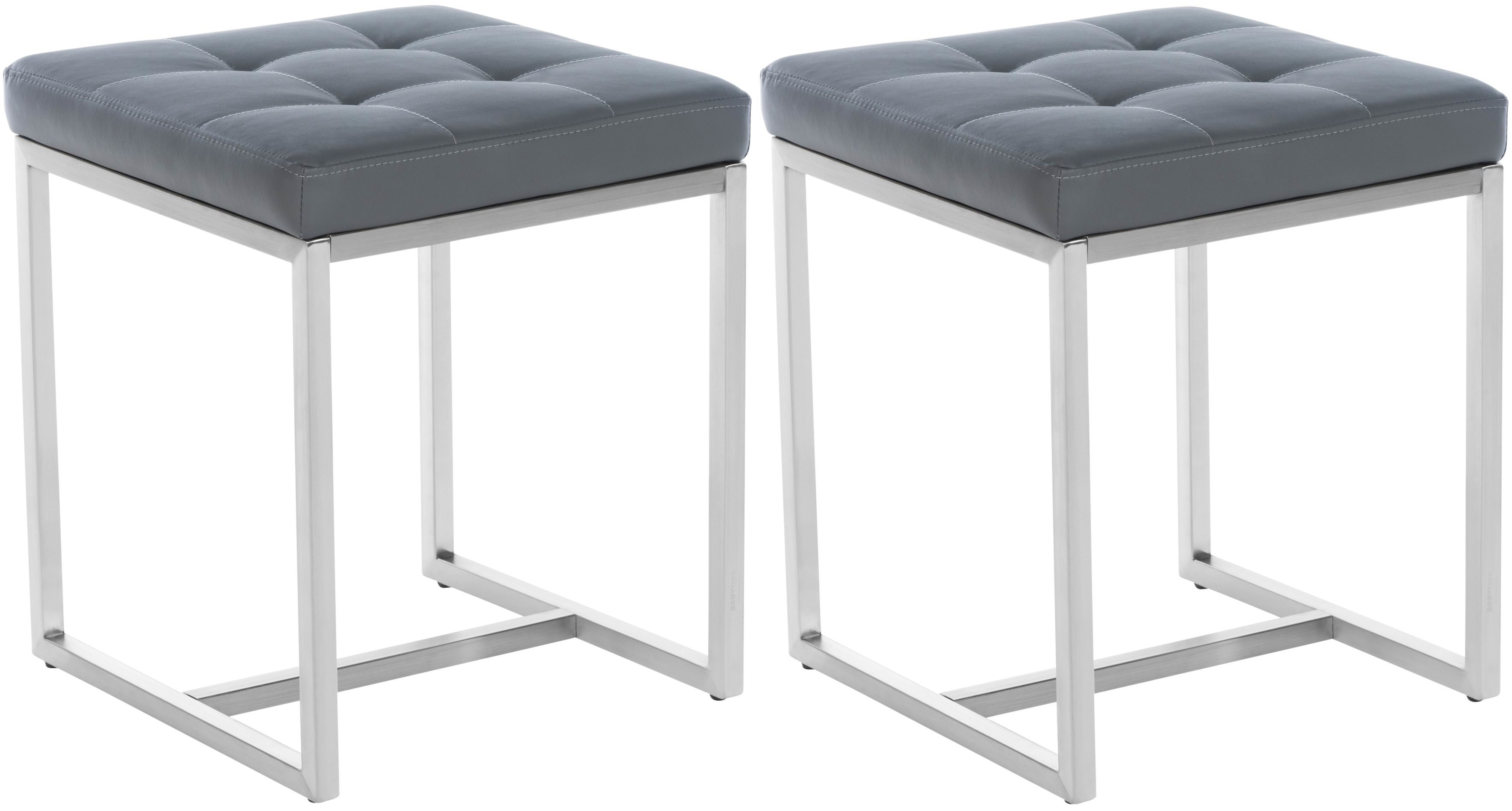 2er Set Sitzhocker Barci Edelstahl Fußhocker Polsterhocker Sitzwürfel Hocker - Bild 16 von 18