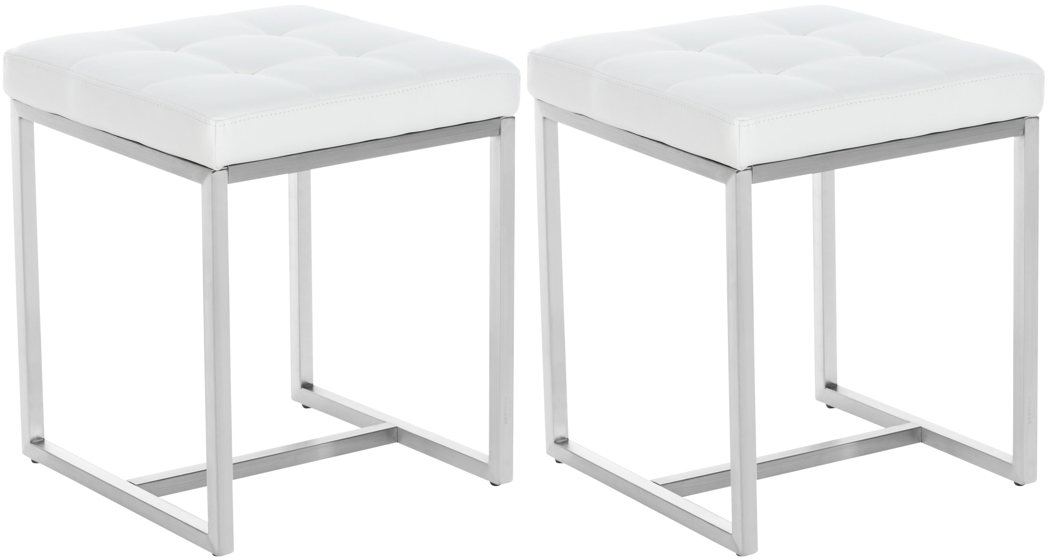 2er Set Sitzhocker Barci Edelstahl Fußhocker Polsterhocker Sitzwürfel Hocker - Bild 17 von 18