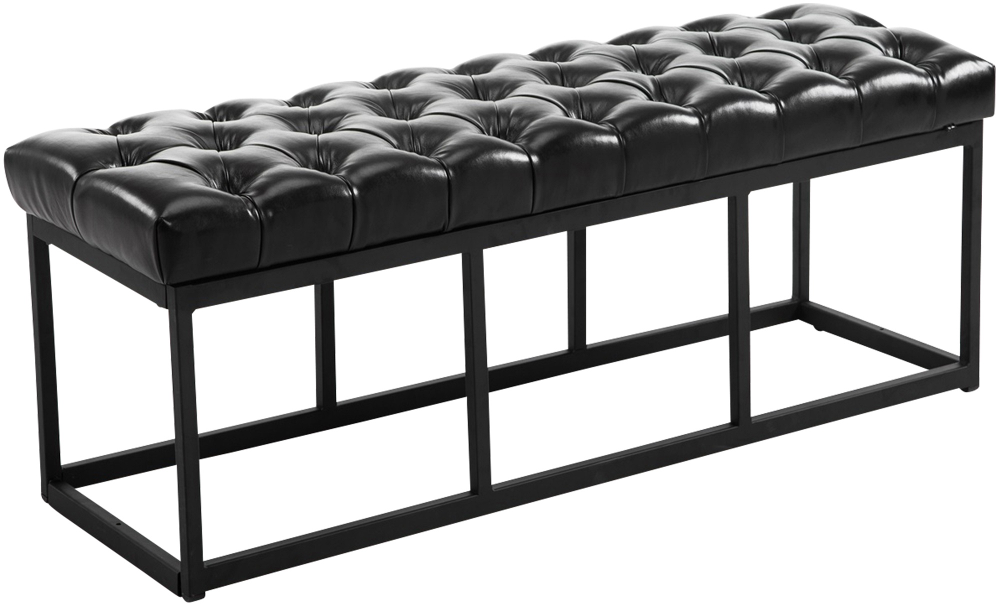 Sitzbank Amun Kunstleder B Polsterbank Wartebank Sitzhocker Metallbeine Schwarz - Bild 7 von 8