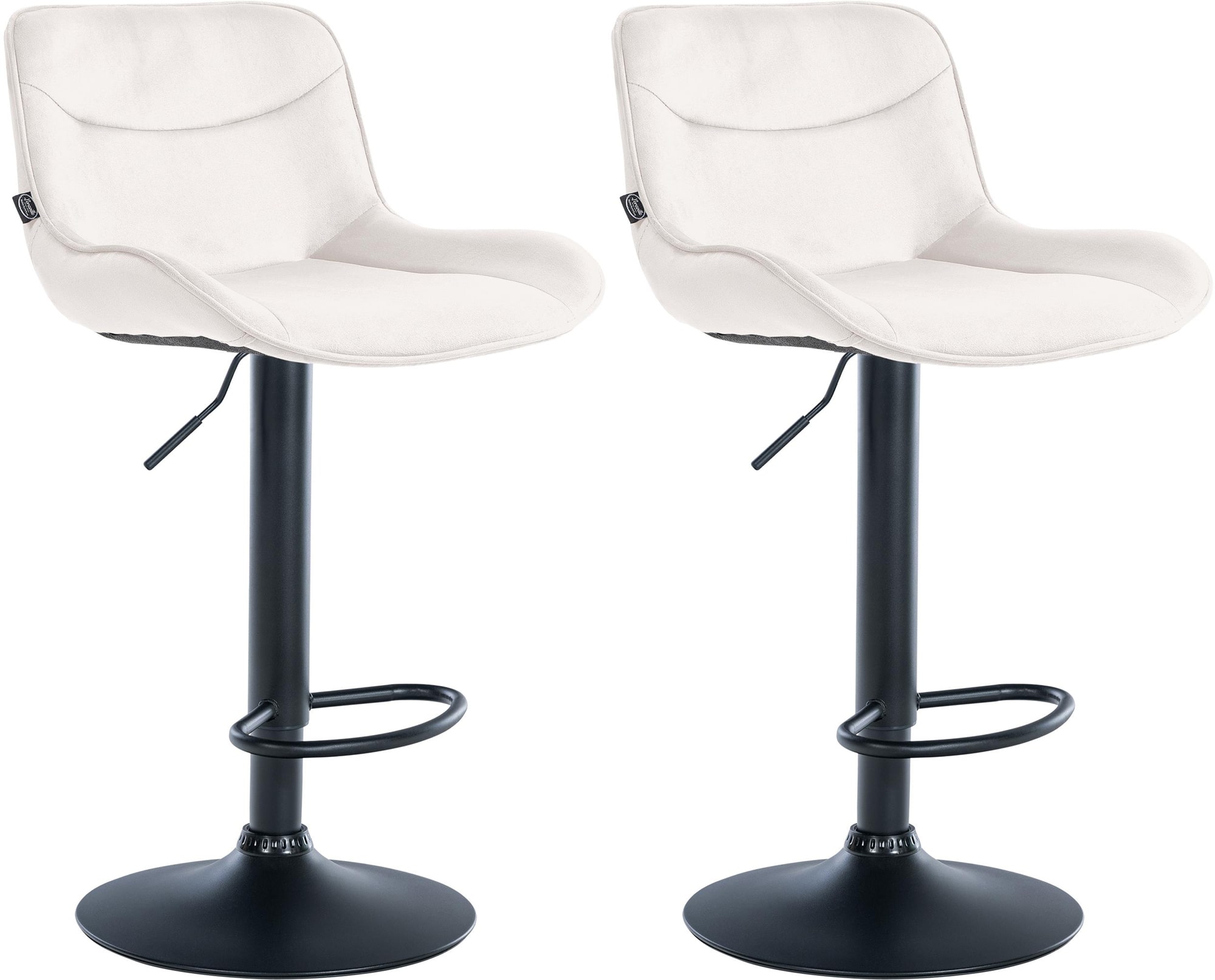 2er Set Barhocker Vonore Samt Höhenverstellbar Rückenlehne 360 drehbar Fußstütze - Bild 6 von 13