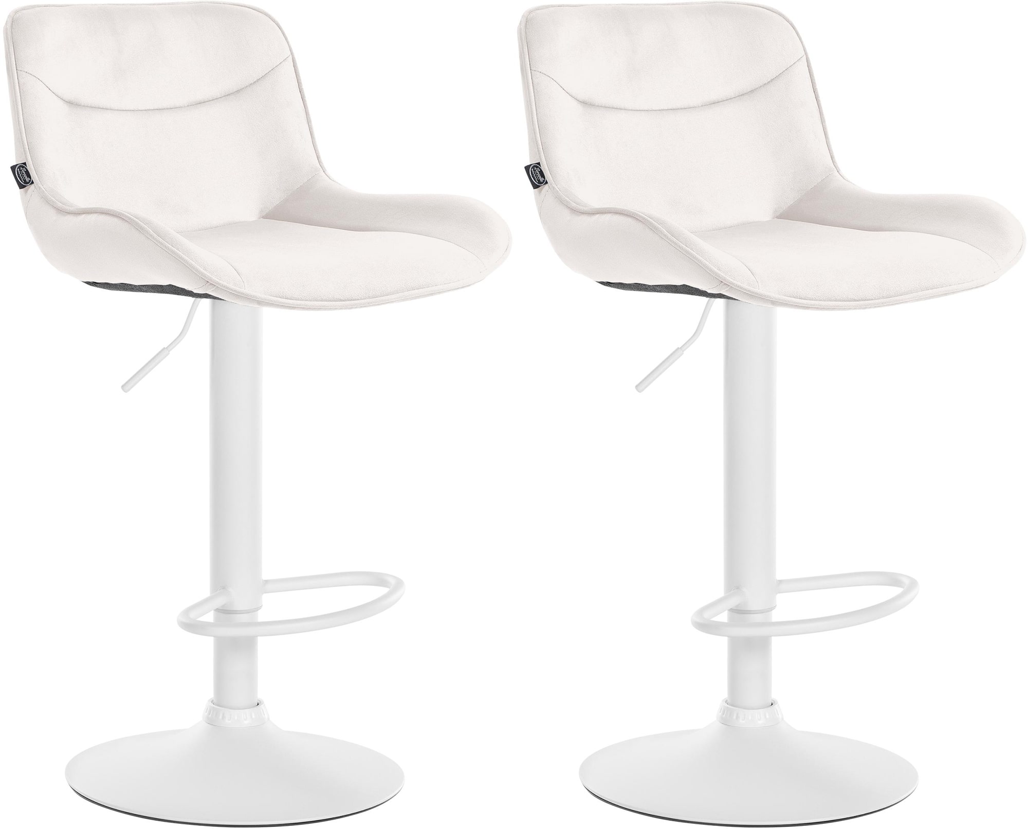 2er Set Barhocker Vonore Samt Höhenverstellbar Rückenlehne 360 drehbar Fußstütze - Bild 10 von 13