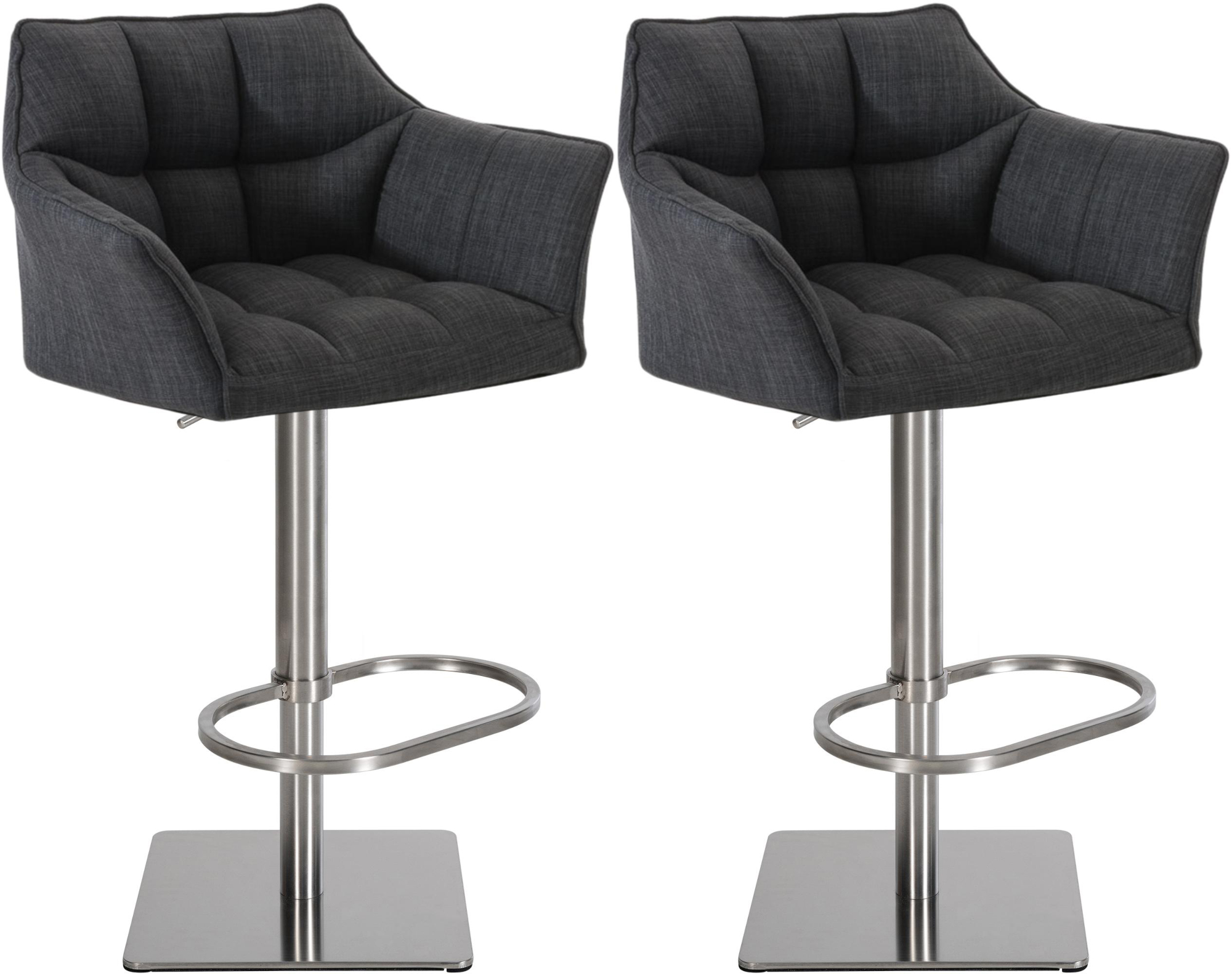 2er Set Barhocker Damaso Stoff edelstahl
