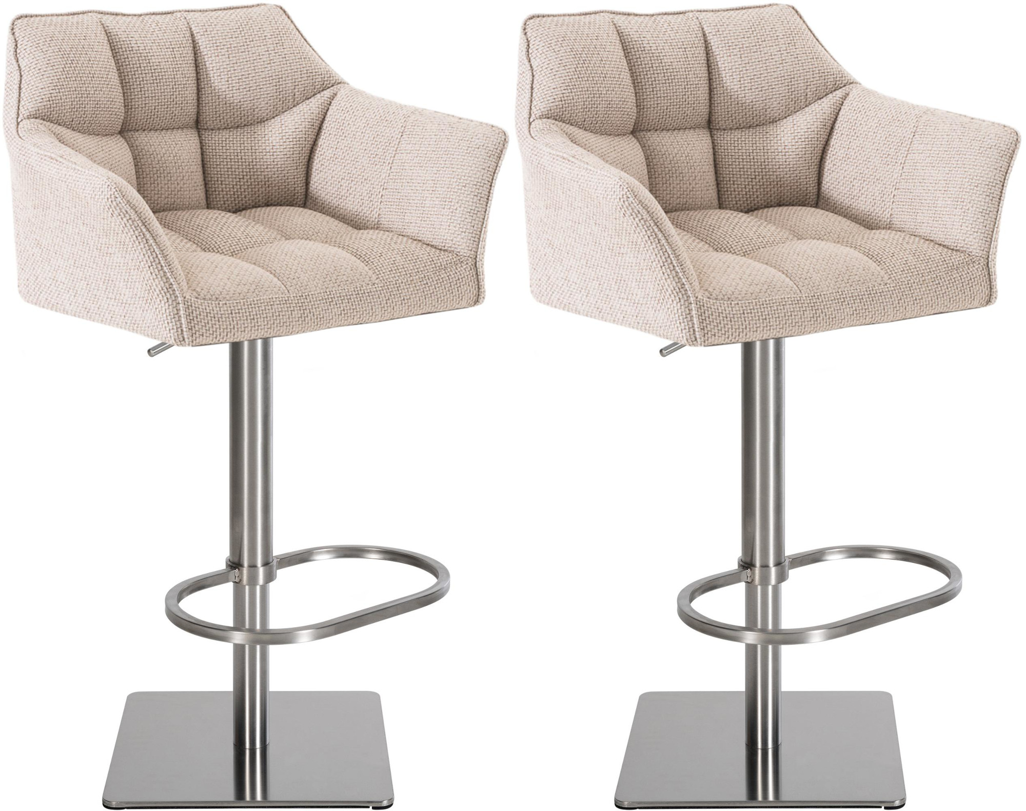 2er Set Barhocker Damaso Stoff edelstahl