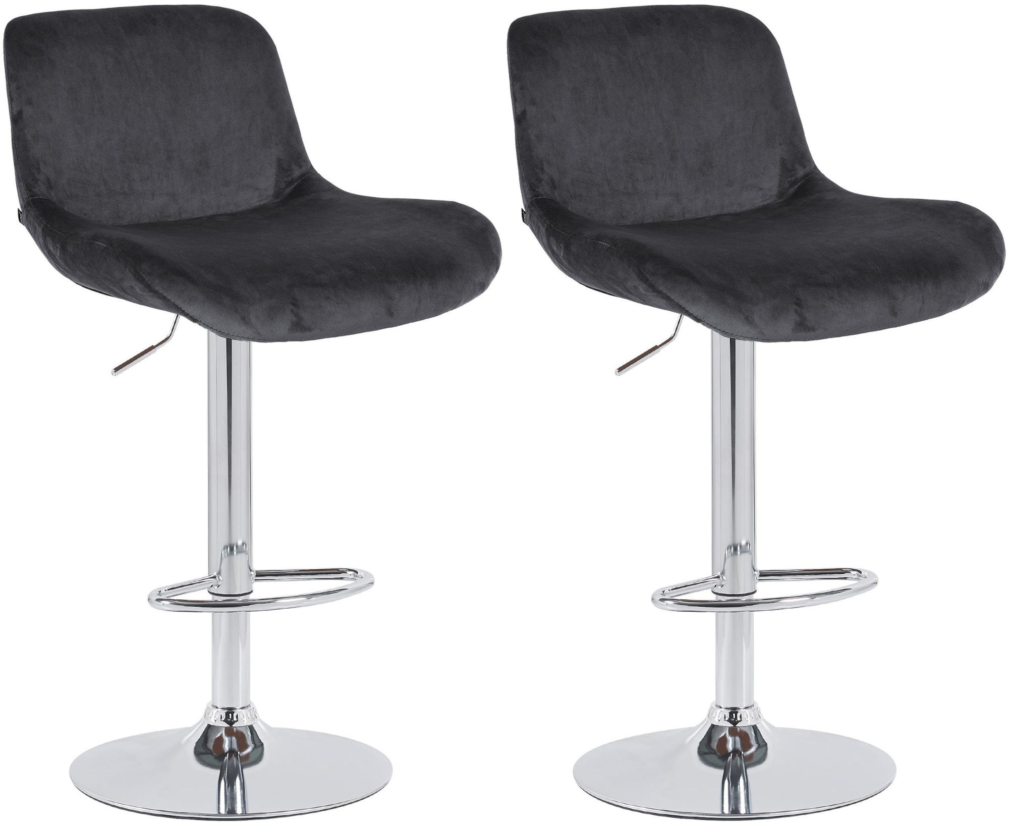 2er Set Barhocker Solon Chrom Samt