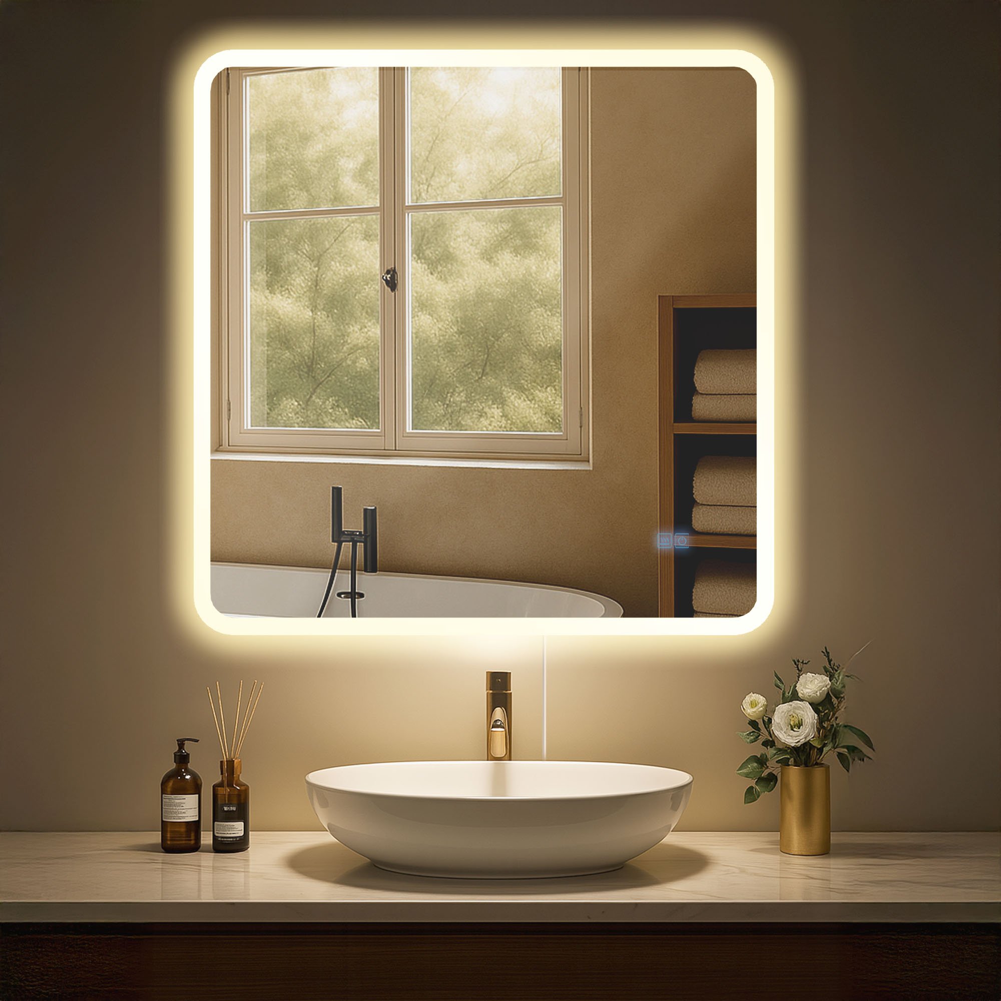 Badspiegel Jericho 80x80 ohne Bluetooth