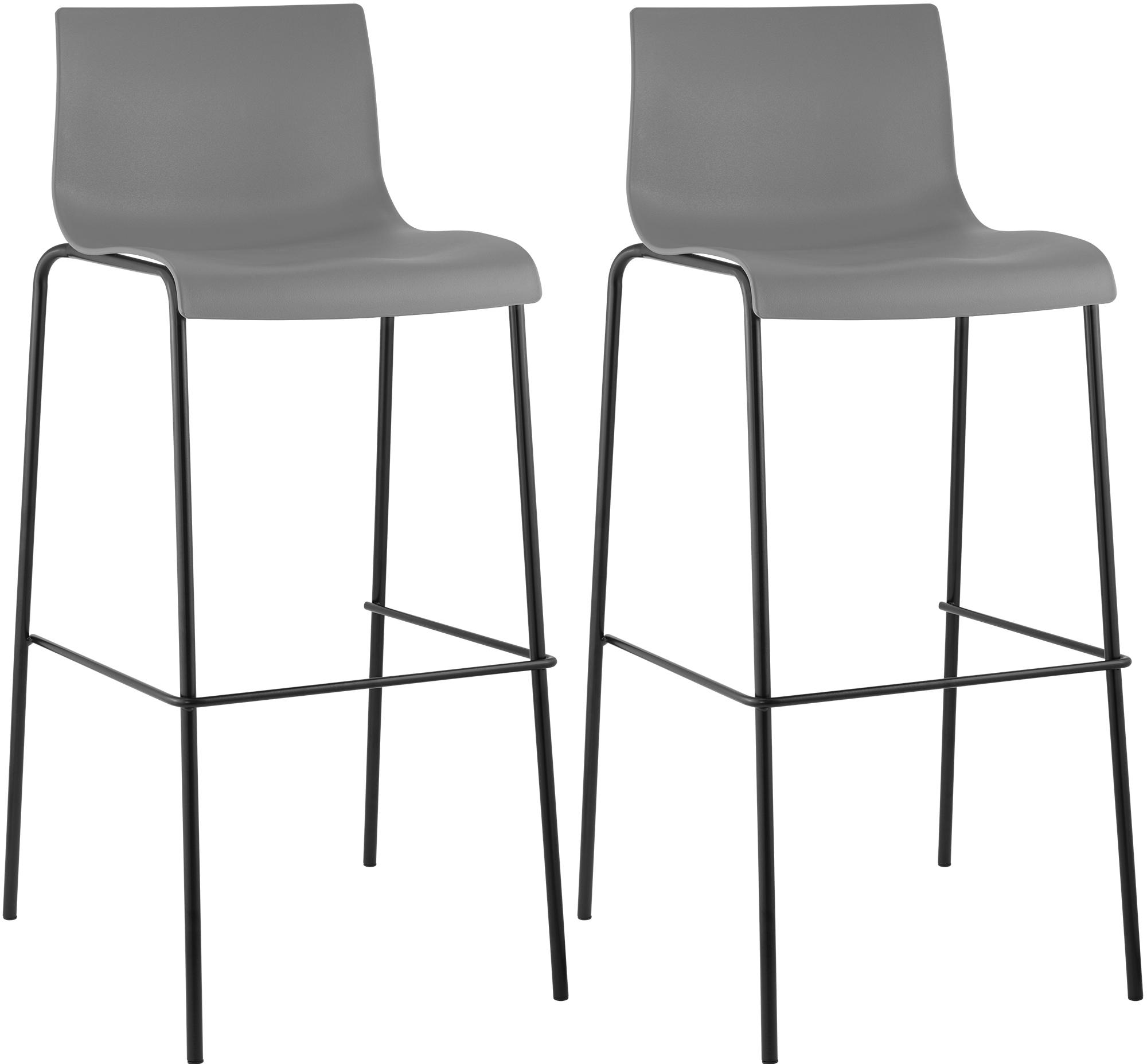 2er Set Barhocker Hoover Kunststoff 4-Fu� Gestell schwarz
