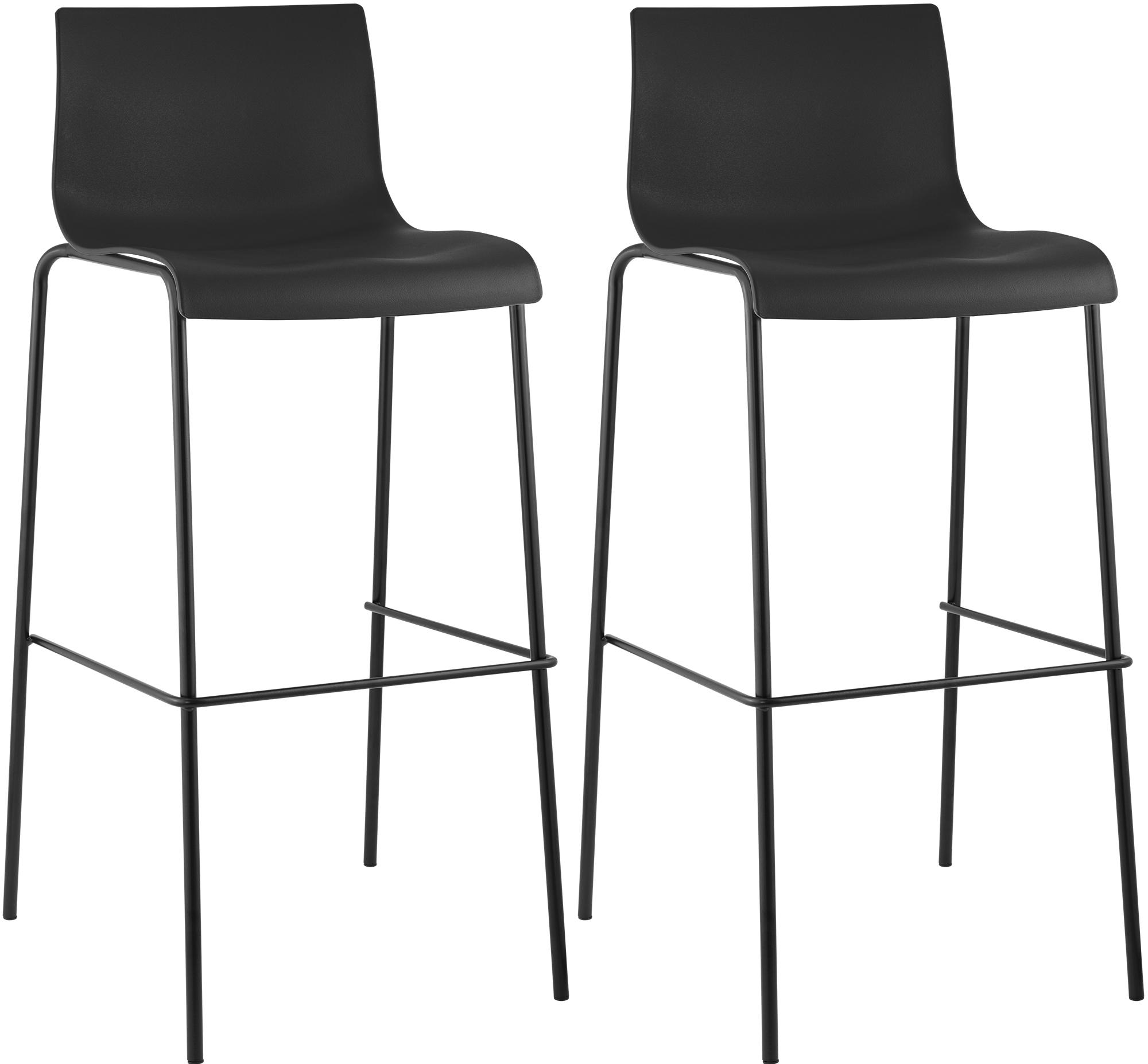 2er Set Barhocker Hoover Kunststoff 4-Fu� Gestell schwarz