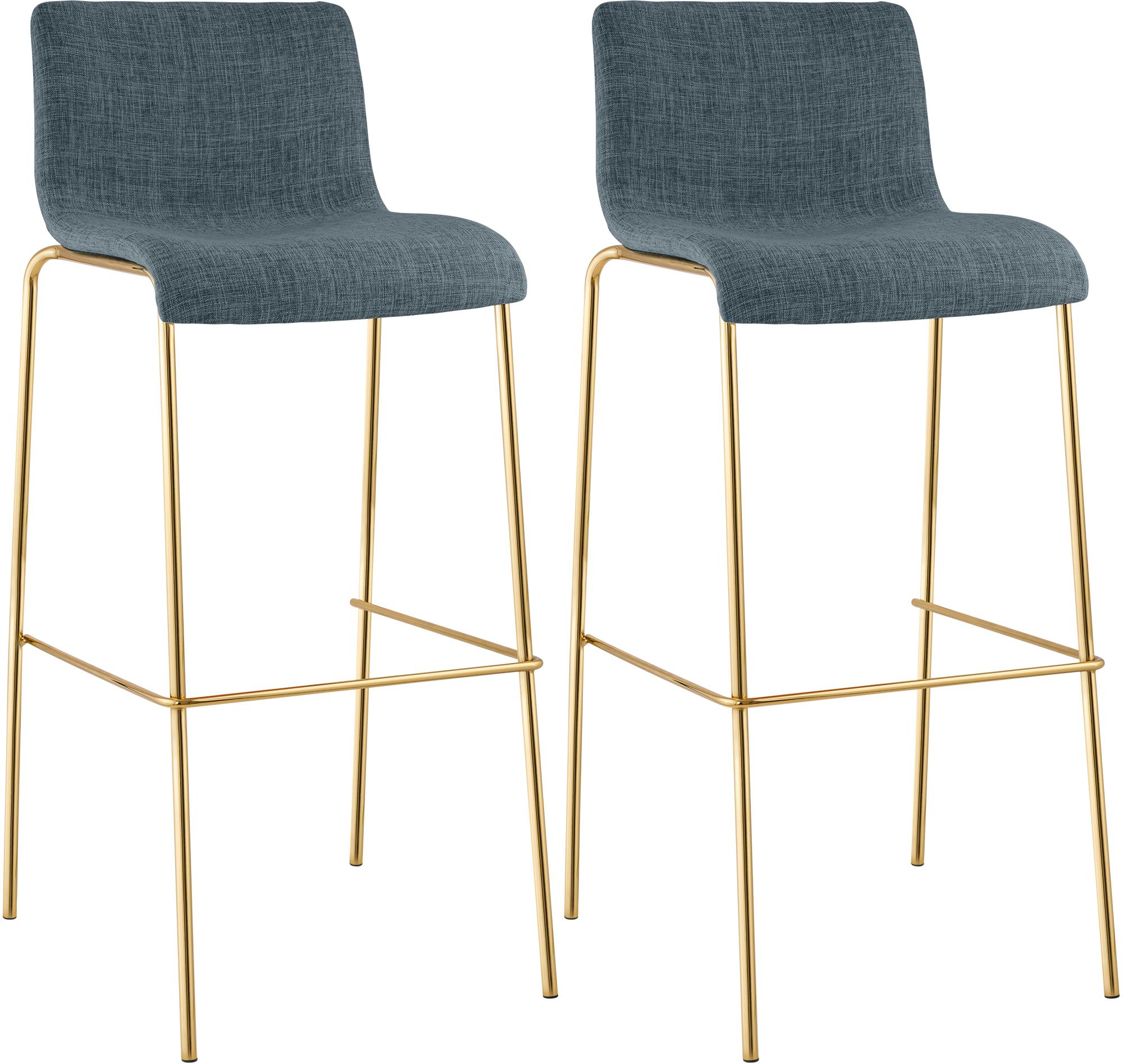 2er Set Barhocker Hoover Stoff 4-Fu� Gold