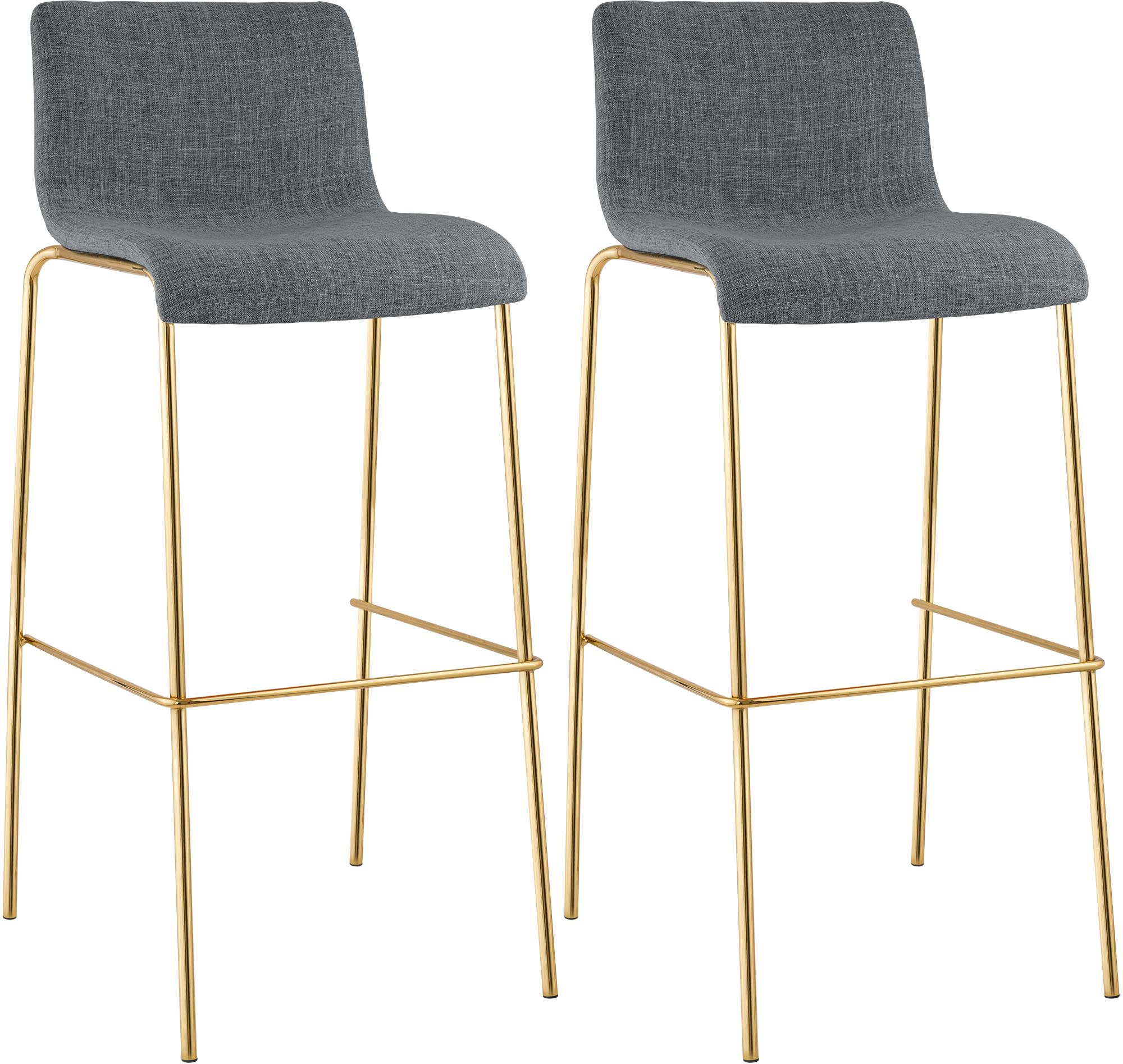 2er Set Barhocker Hoover Stoff 4-Fu� Gold