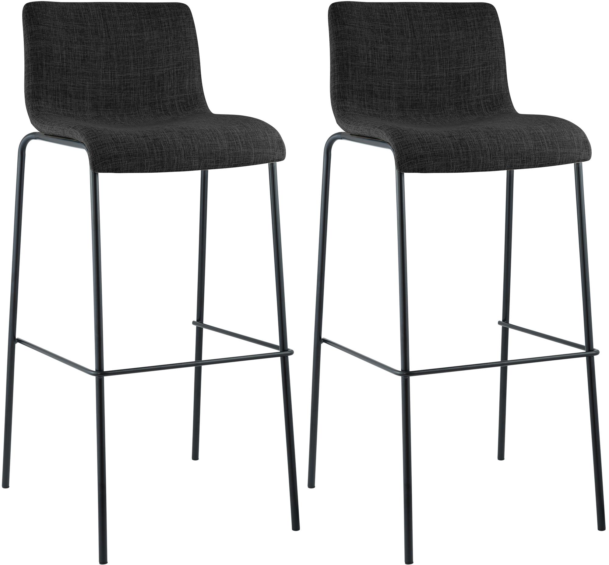 2er Set Barhocker Hoover Stoff 4-Fu� Gestell schwarz