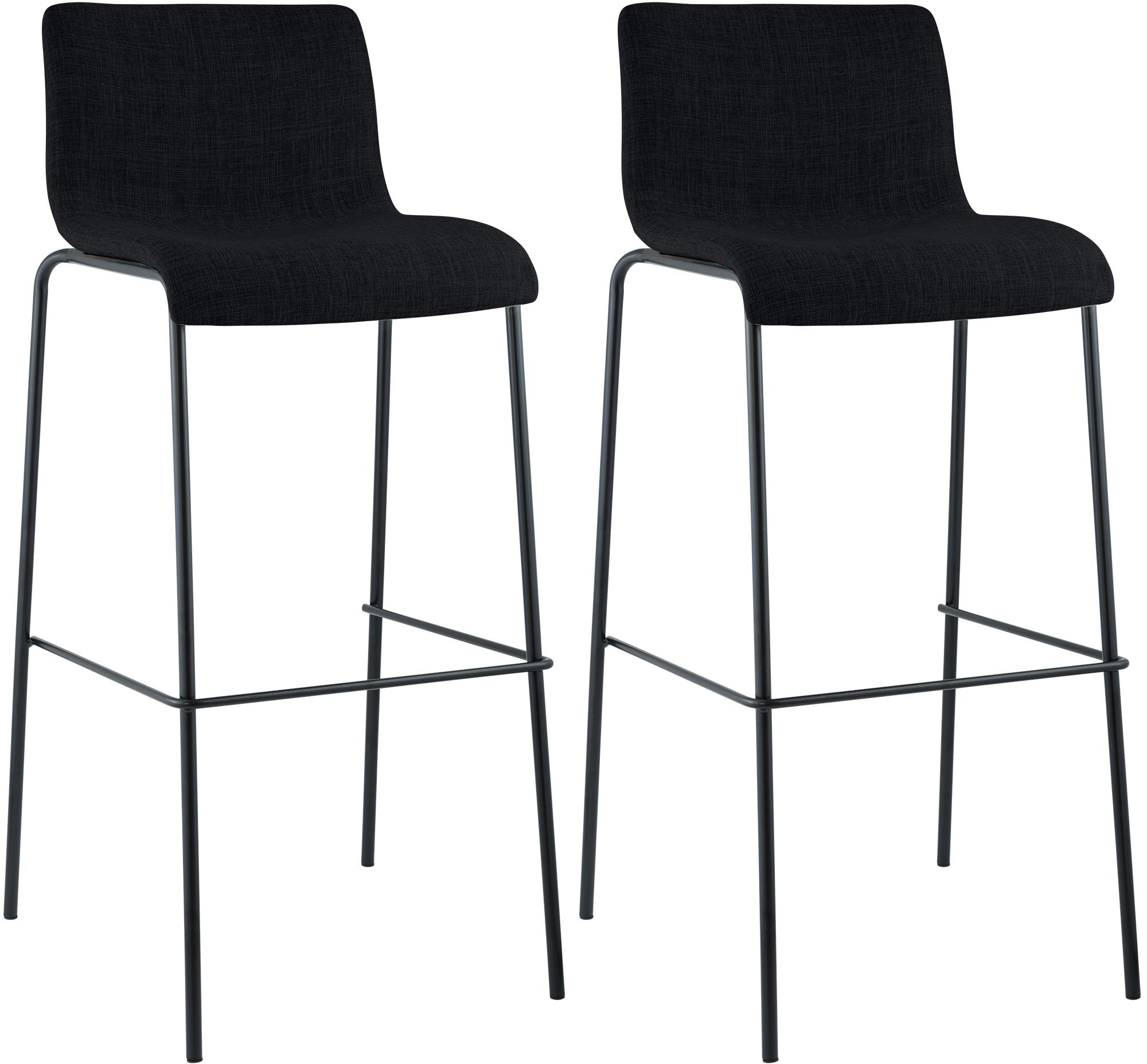 2er Set Barhocker Hoover Stoff 4-Fu� Gestell schwarz