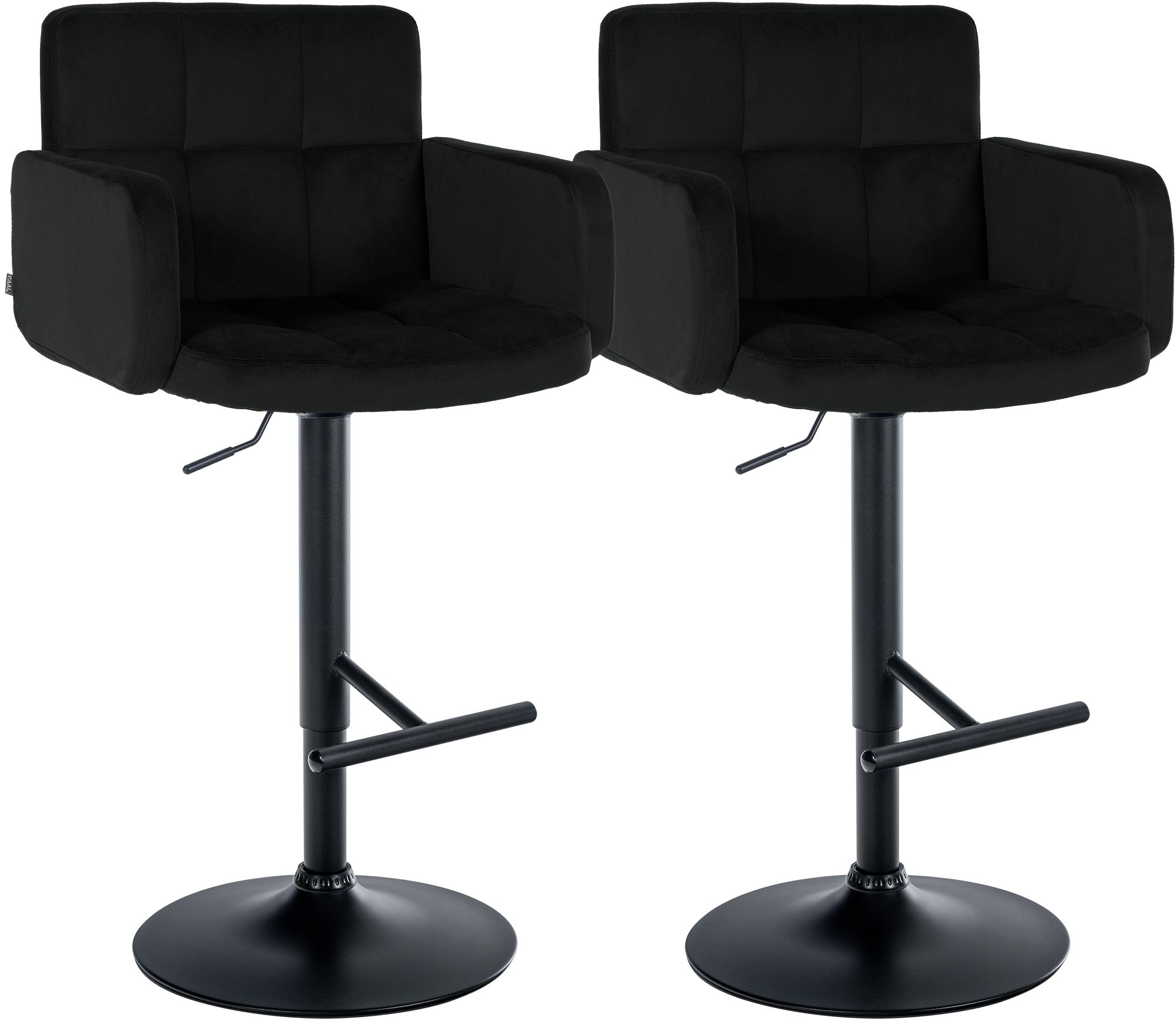 2er Set Barhocker Los Angeles Samt schwarz