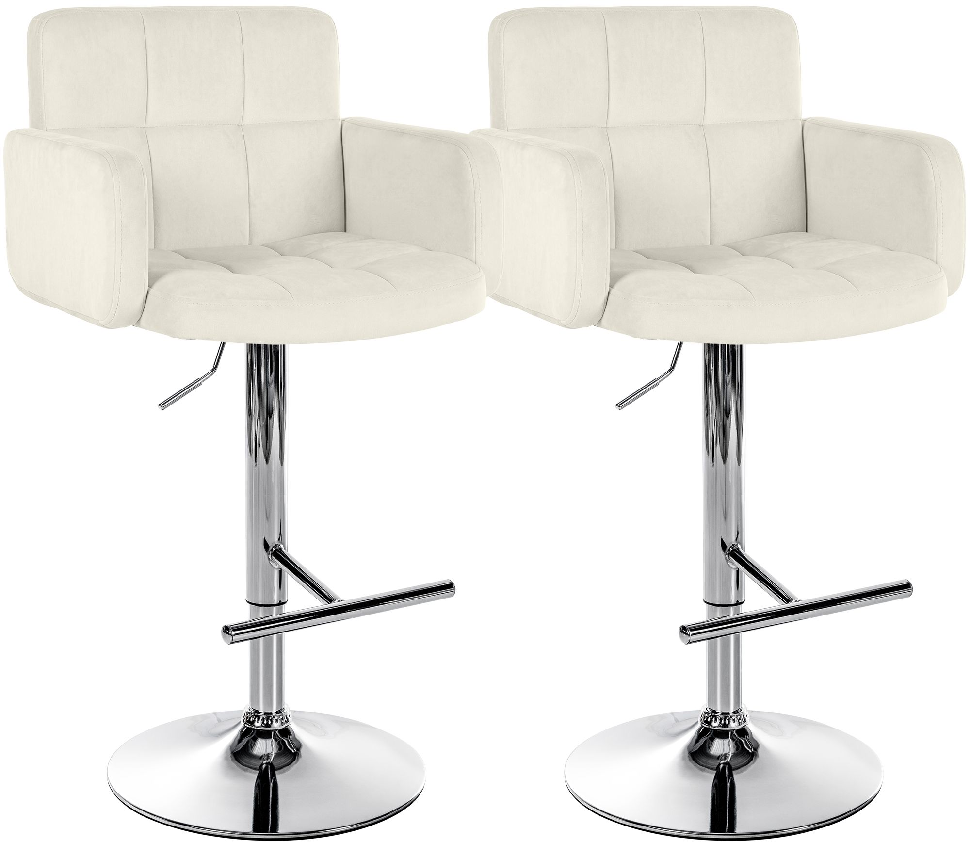 2er Set Barhocker Los Angeles Samt chrom