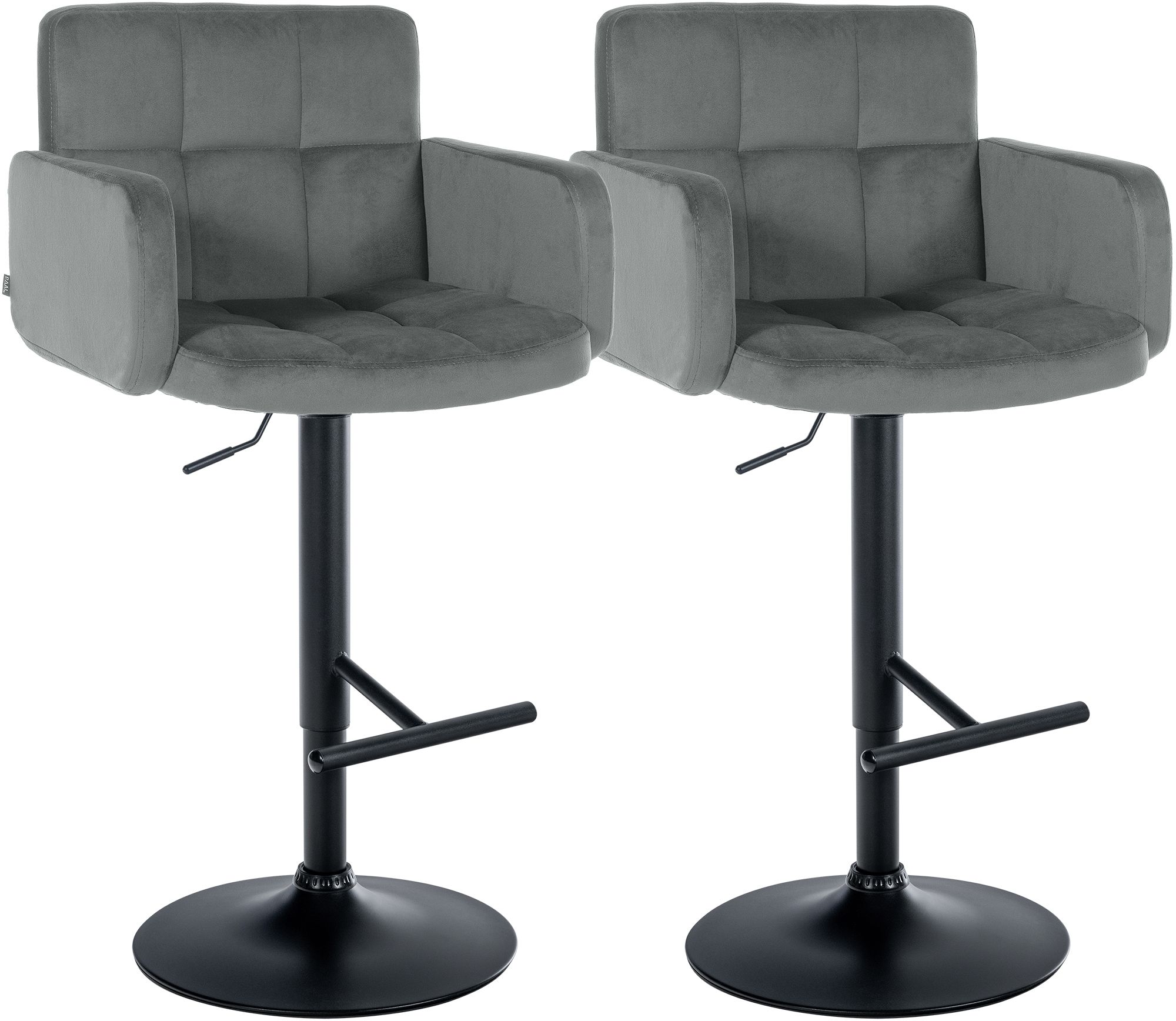 2er Set Barhocker Los Angeles Samt schwarz