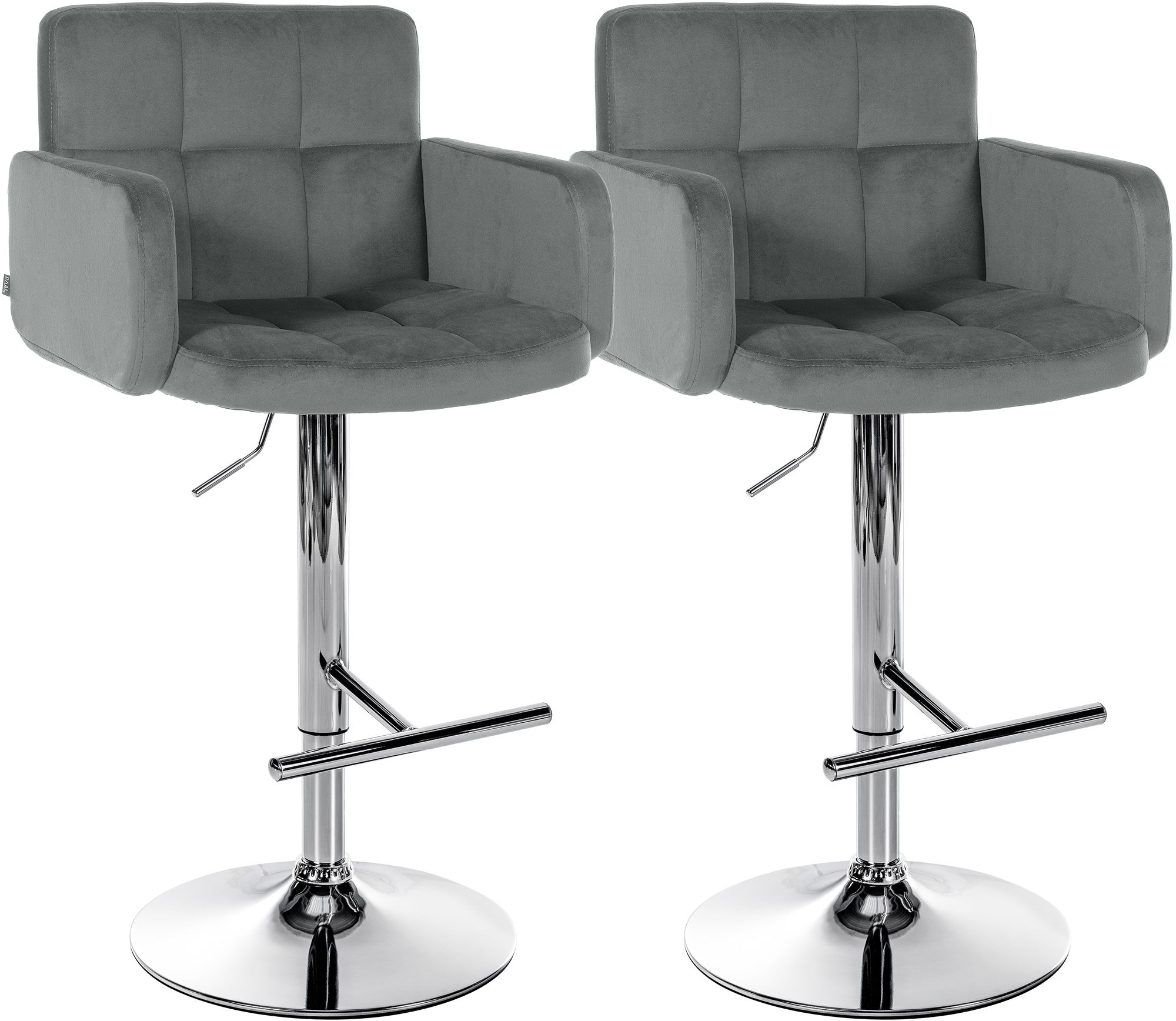 2er Set Barhocker Los Angeles Samt chrom