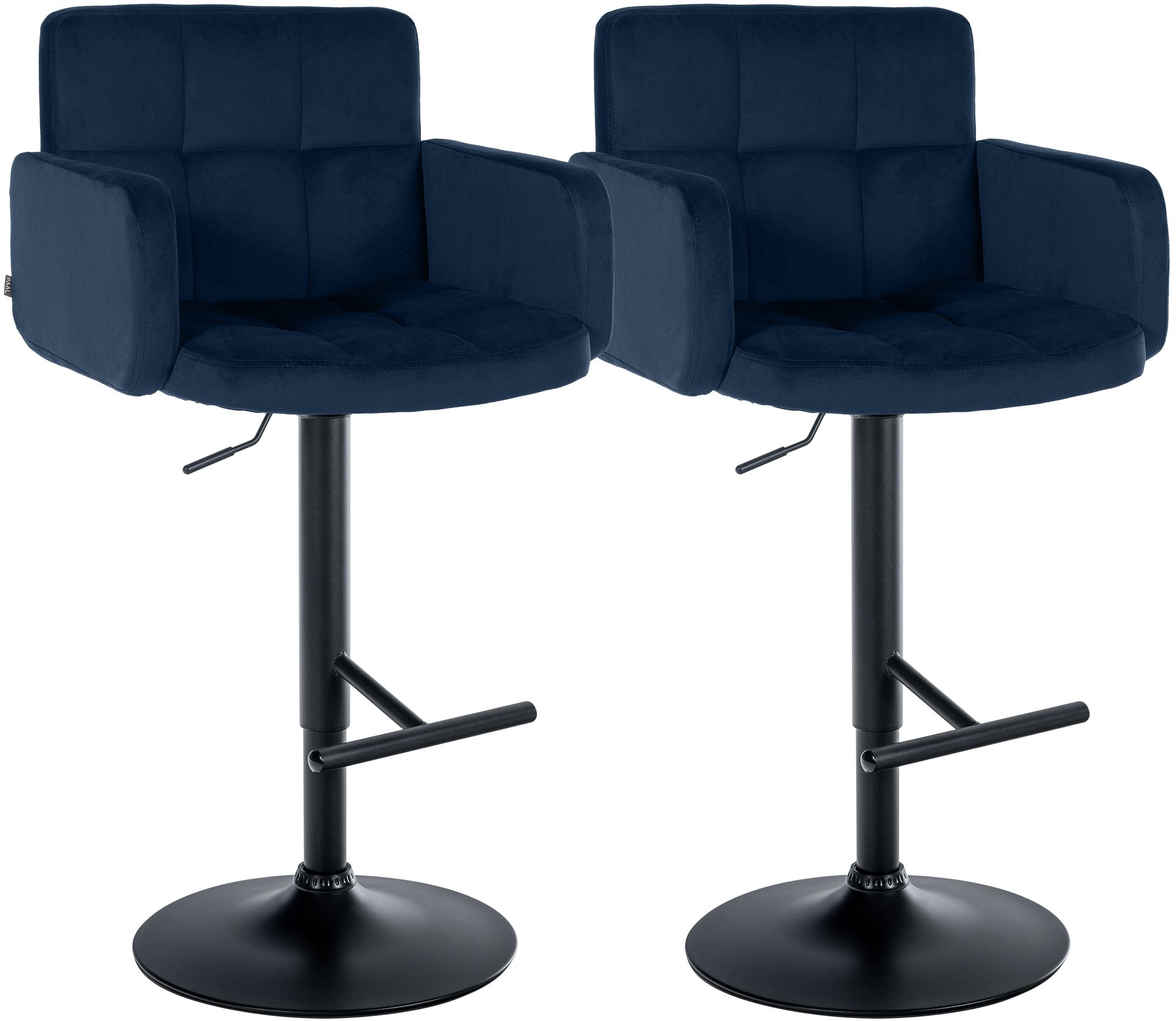 2er Set Barhocker Los Angeles Samt schwarz