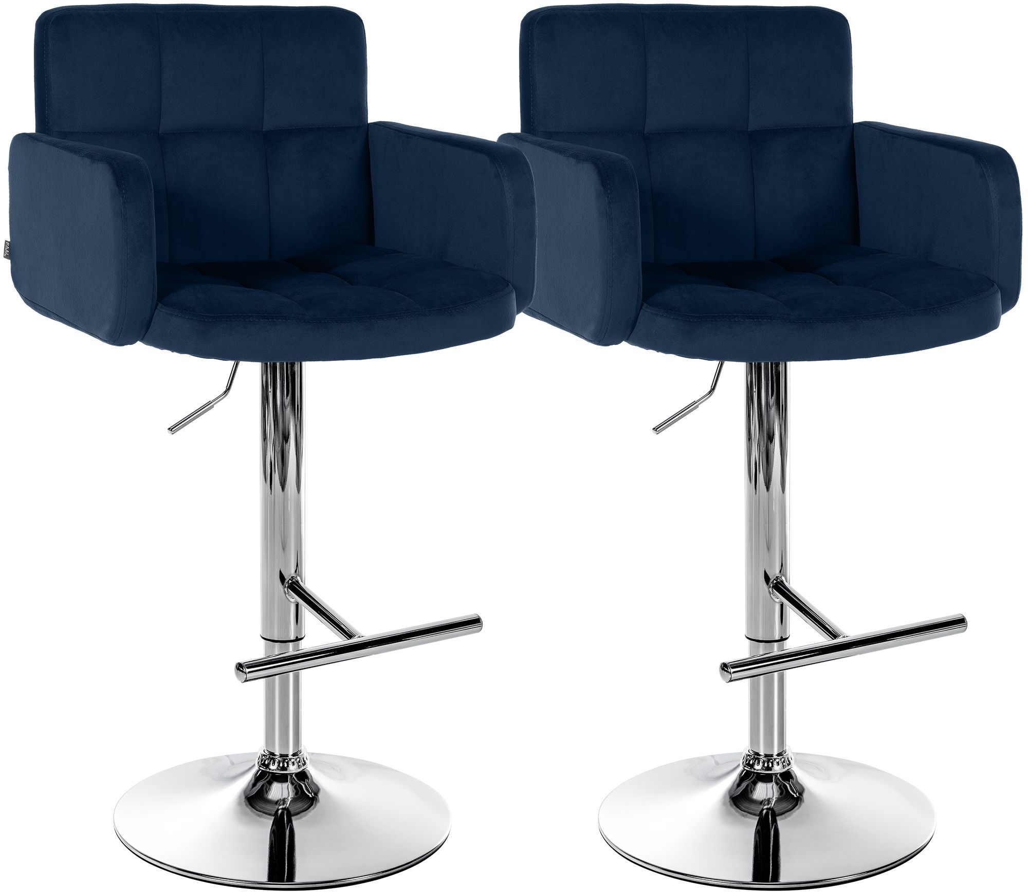 2er Set Barhocker Los Angeles Samt chrom