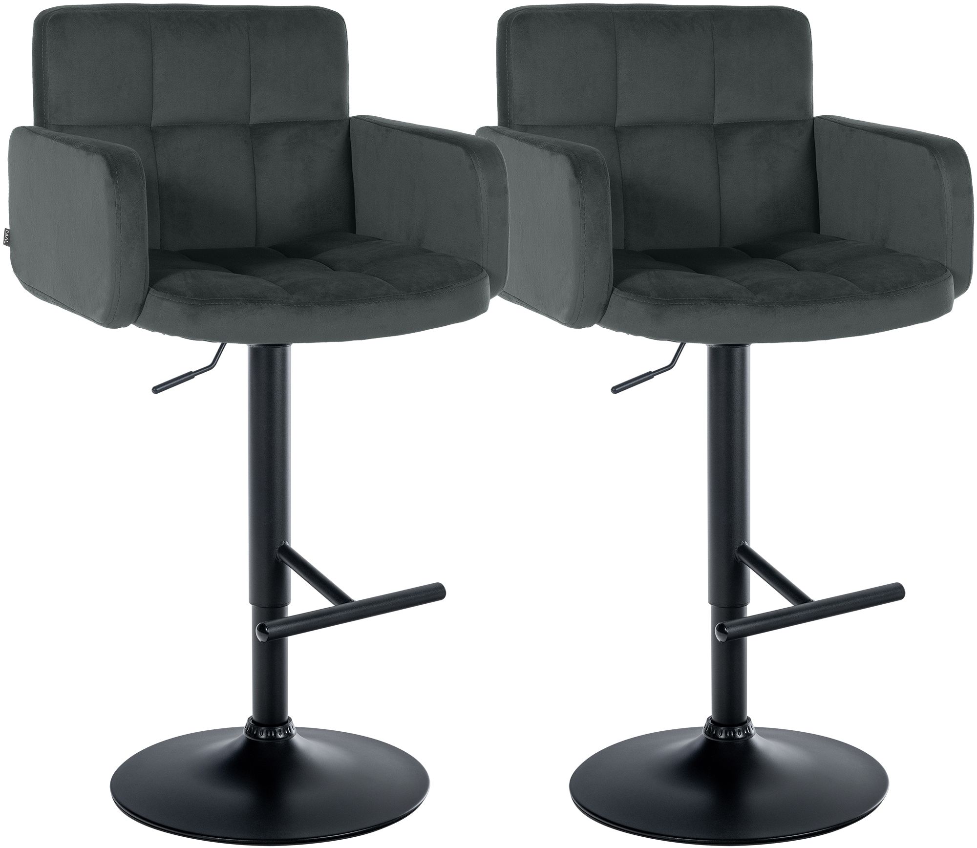 2er Set Barhocker Los Angeles Samt schwarz