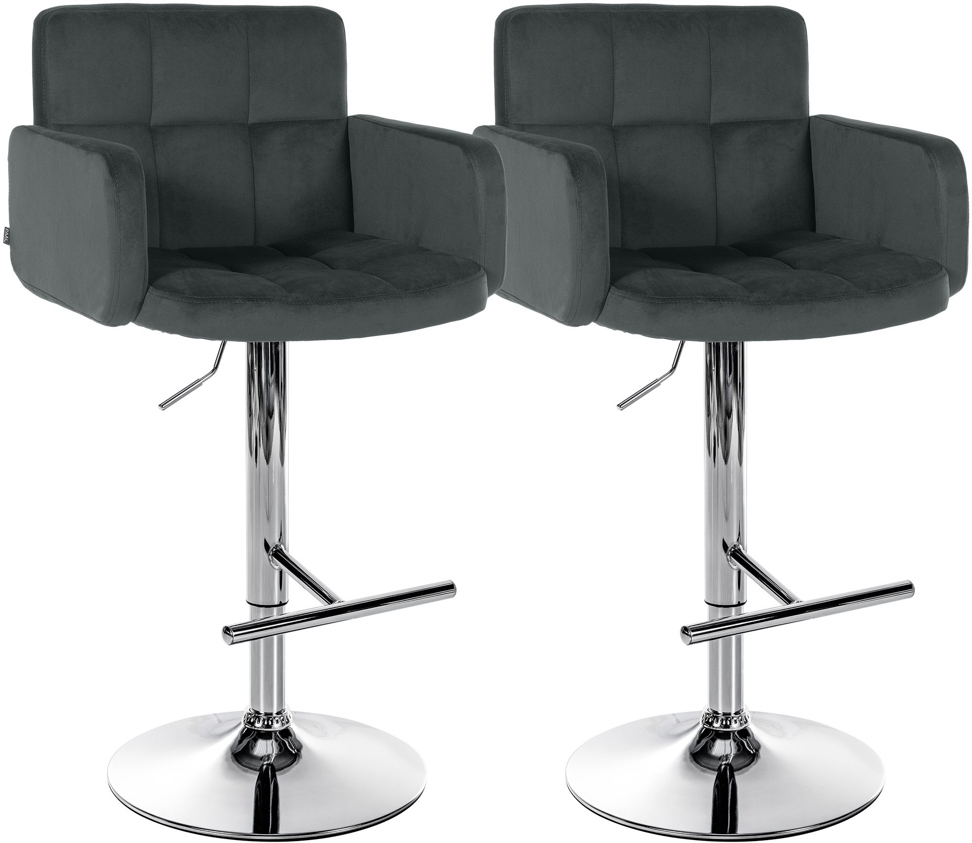 2er Set Barhocker Los Angeles Samt chrom
