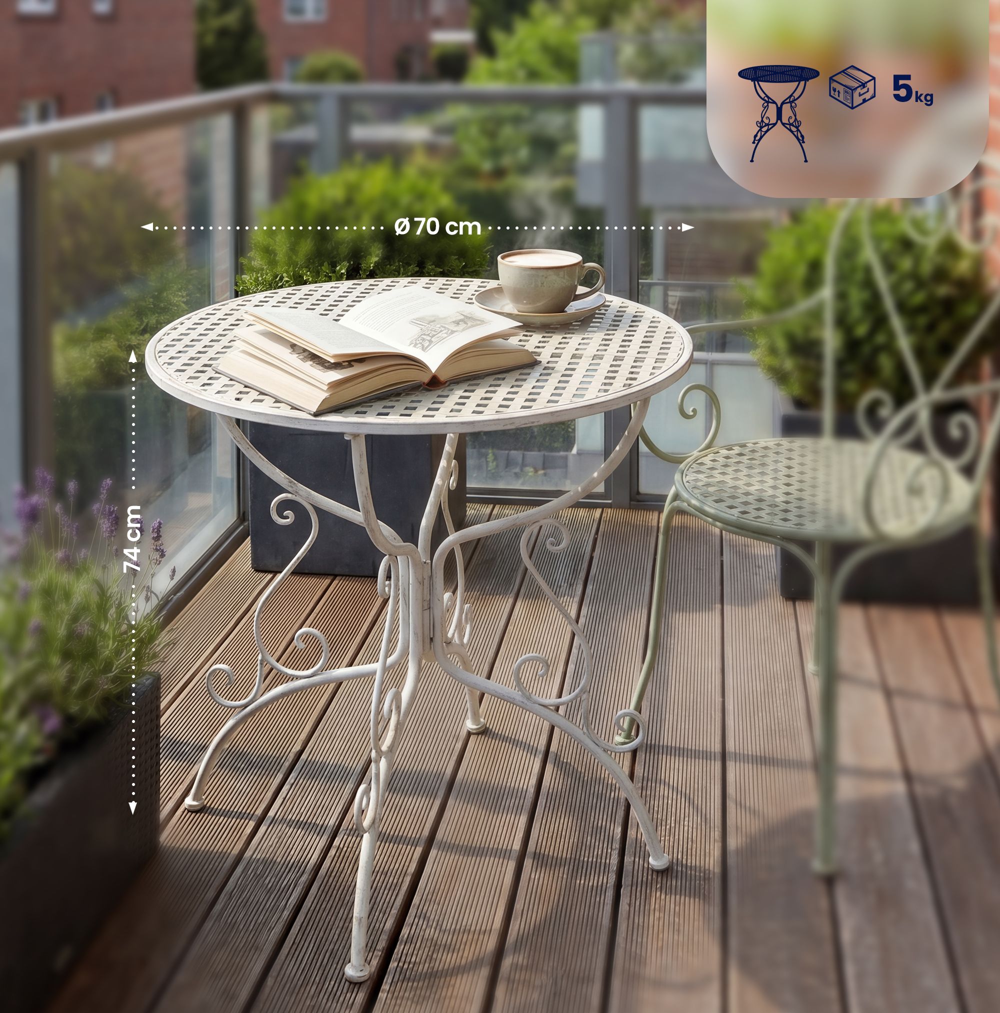 Tisch Amanda Gartentisch Eisen Metalltisch Balkontisch Beistelltisch