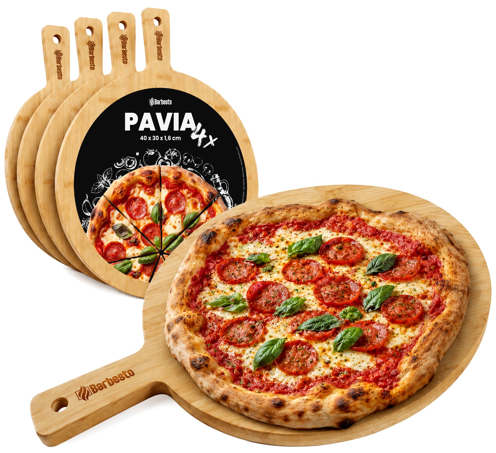 4er Set Pizzabrett Pavia