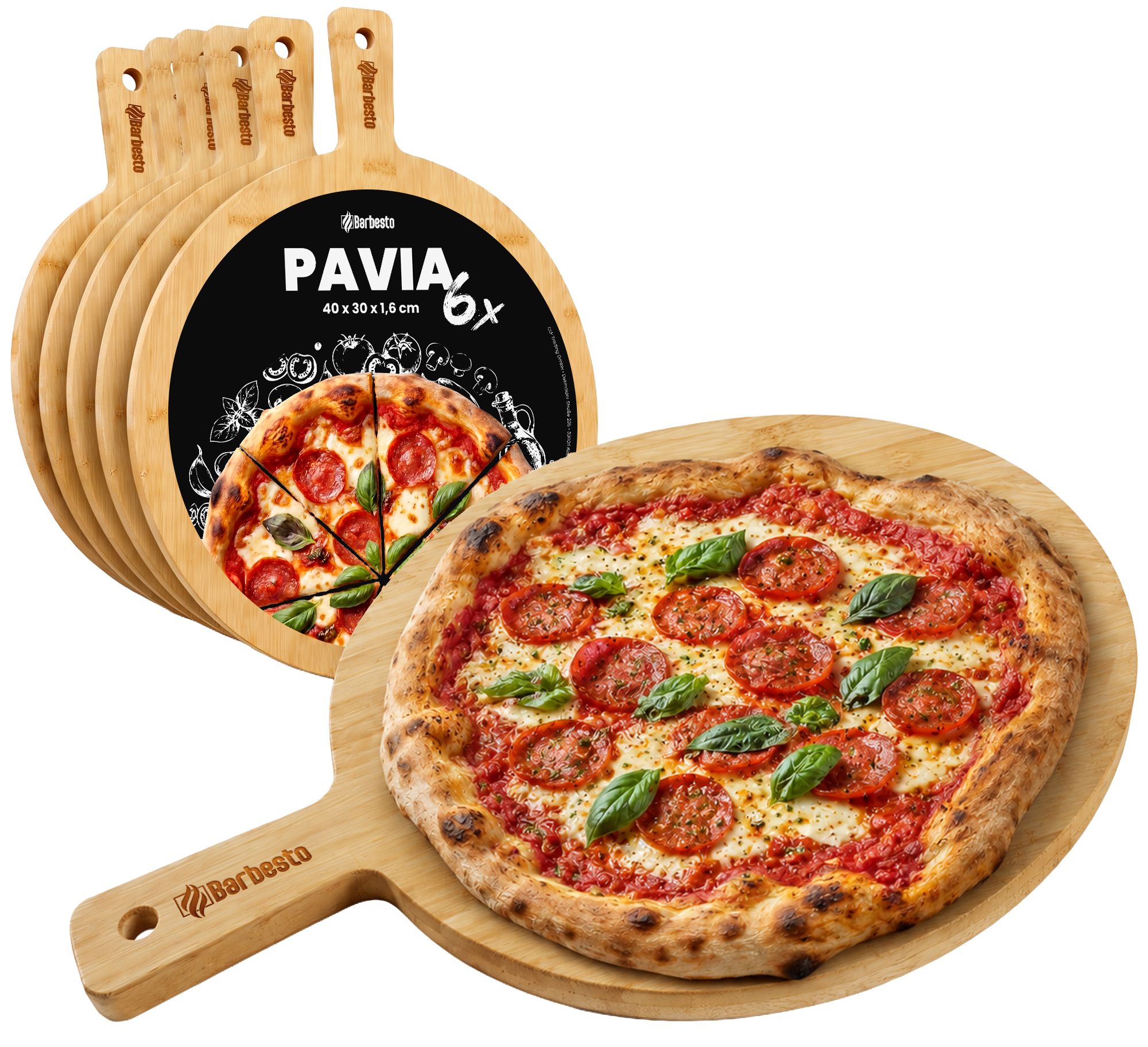 6er Set Pizzabrett Pavia